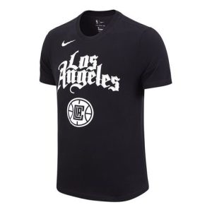 Nike Los Angeles Clippers Basketball Sports Printing Short Sleeve Black CT9824-010