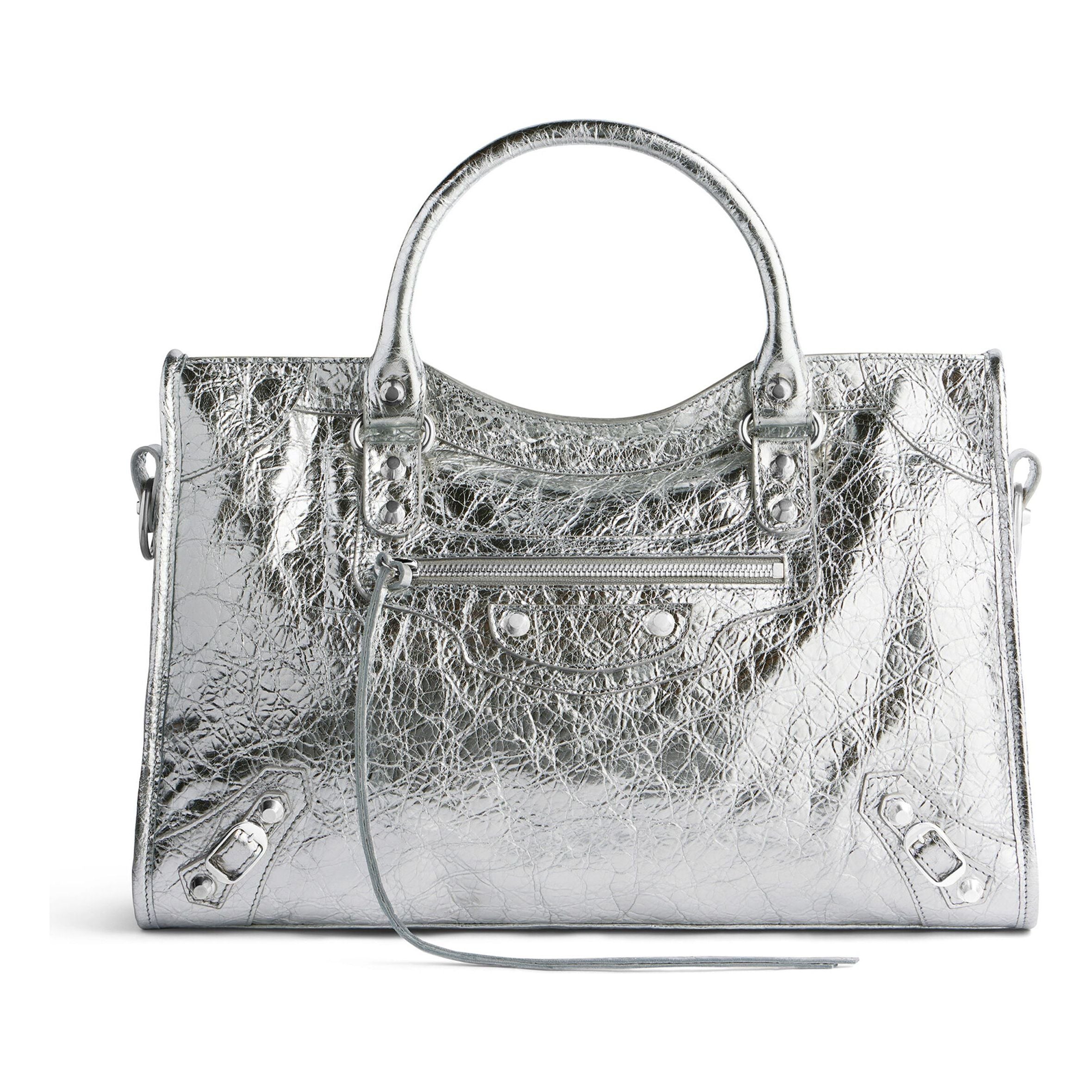 (WMNS) Balenciaga Le City Medium Bag Metallized 'Silver' 7977862AA9R8122