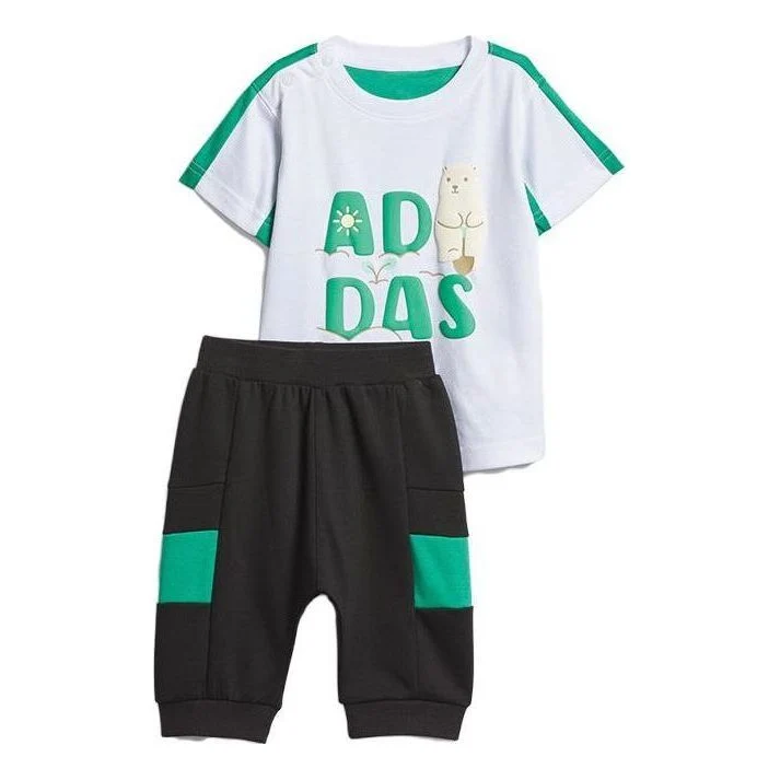 (PS) adidas TEE 3/4 Set 'White Green Black' IA8223