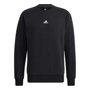 Men's adidas Crew Sweat Logo Printing Round Neck Pullover Black HD0349