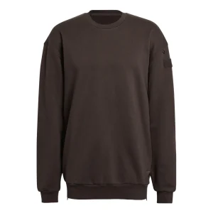 Men's adidas Solid Color Round Neck Loose Pullover Hoodless Dark Grey Olive Green HG6637