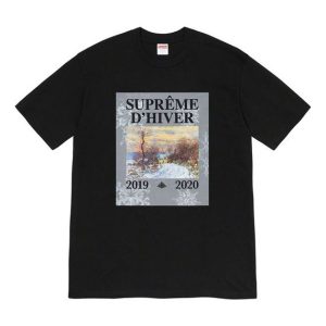 Supreme FW19 Week 17 DHiver Tee Winter Scene Printing Short Sleeve Unisex Black SUP-FW19-10930