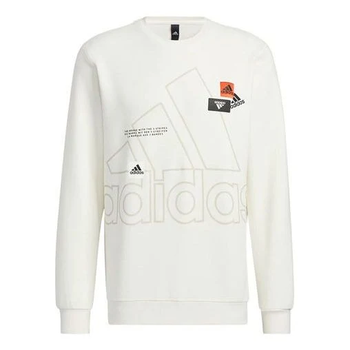 Men's adidas Mh Bp3 Crew Logo Athleisure Casual Sports Round Neck Autumn White HP1432