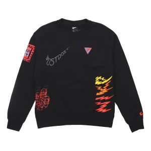 Nike Sportswear NSW 3M Reflective Graffiti Printing Round Neck Pullover Black CJ5056-010