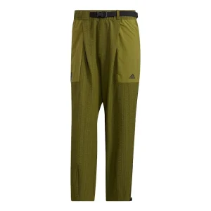 Men's adidas Wj Wv Wide Pnt Martial Arts Series Adjustable Belt Sports Pants/Trousers/Joggers Olive H39258