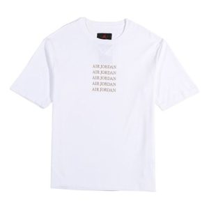 Air Jordan Embroidered Logo Athleisure Casual Sports Round Neck Short Sleeve White AT8873-100