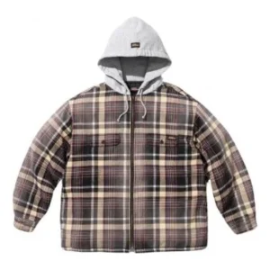 Supreme x Dickies FW23 Week9 Plaid Hooded Zip Up Shirt 'Brown' SUP-FW23-159