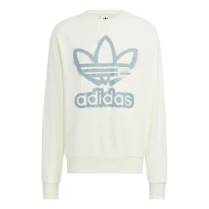 adidas originals Adicolor Crew Chest Printing Round Neck Pullover Long Sleeves Creamy White HS1995