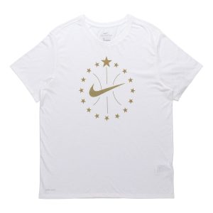 Nike Bronzing Logo Sports Quick Dry Basketball Short Sleeve White 913343-100