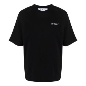 Off-White SS22 Printing Round Neck Short Sleeve Loose Fit Black OMAA119S22JER0041001