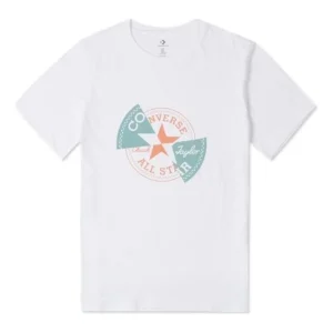 Converse Distorted Patch T-Shirt Asia Sizing 'White Orange Teal' 10026427-A02