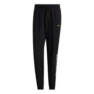 Men's adidas neo x SMILEY Crossover Smly Tp 2 Smiling Face Loose Bundle Feet Sports Pants/Trousers/Joggers Black H45542