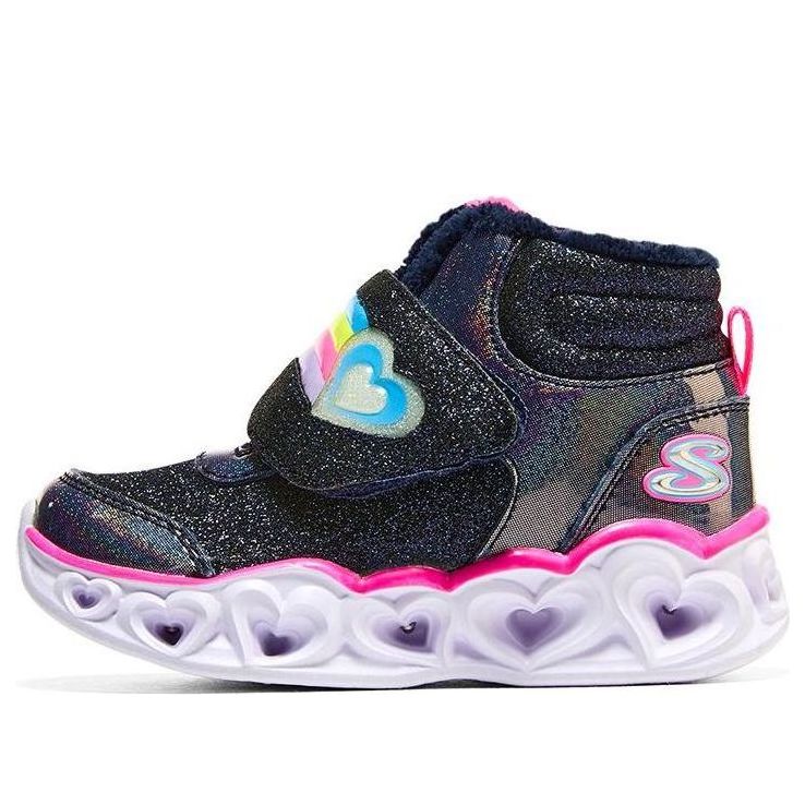 (TD) Skechers Heart Lights 'Black Pink' 302669N-NVPK