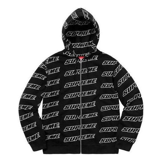 Supreme Repeat Zip Up Hooded Sweatshirt 'Black White' SUP-SS21-890