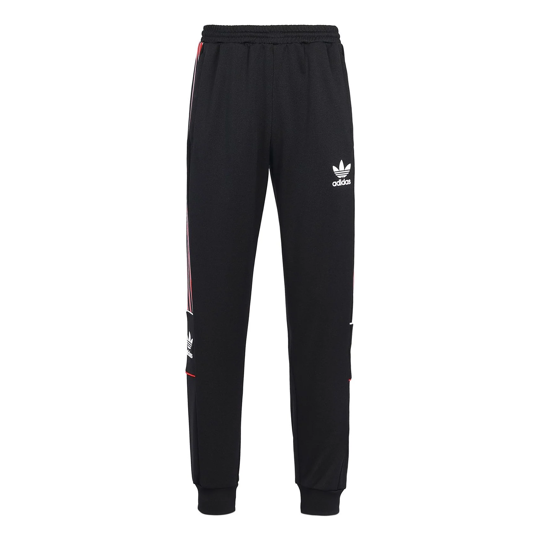 Men's adidas originals SS22 Manchester United Casual Stripe Printing Bundle Feet Sports Pants/Trousers/Joggers Black HP0453