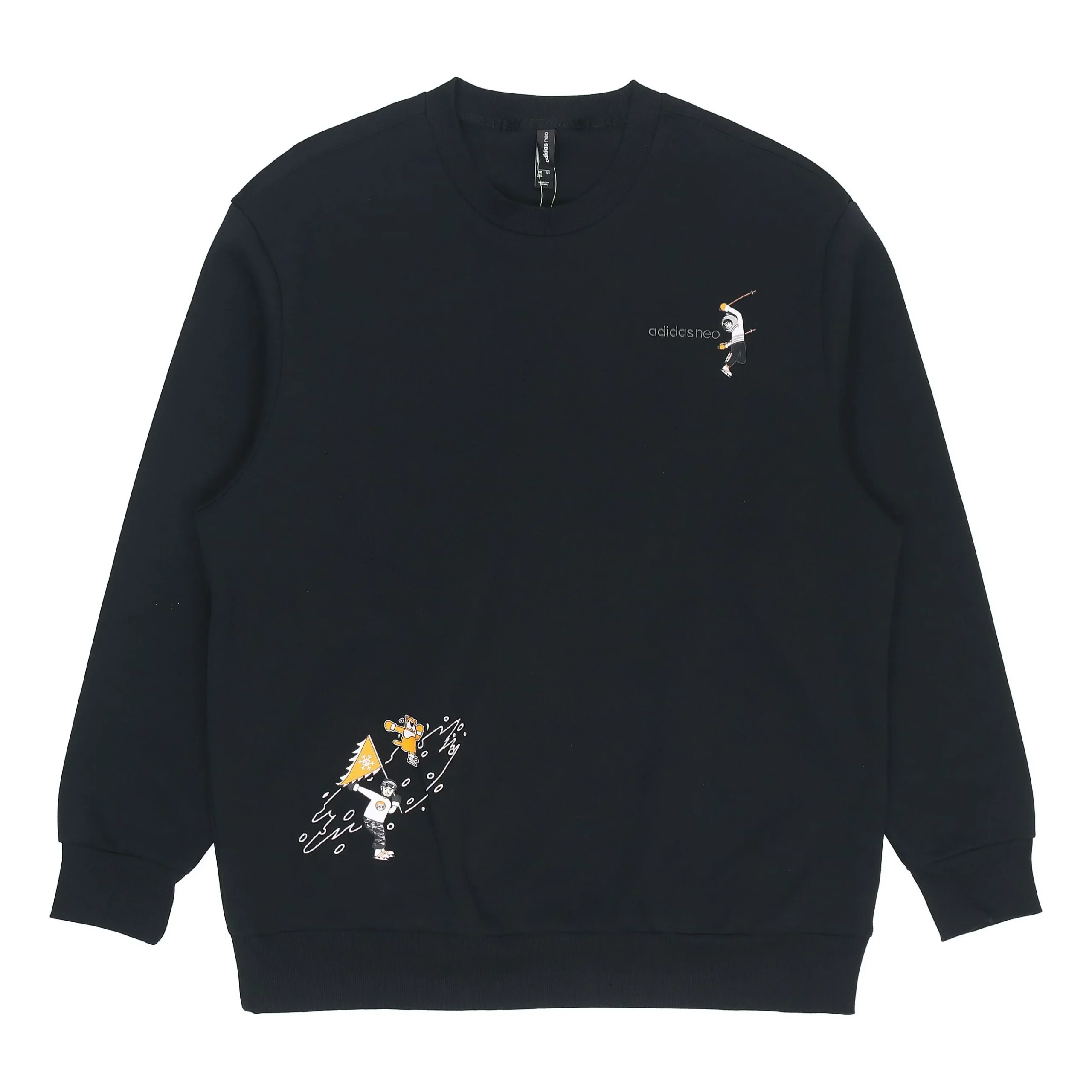 Men's adidas neo Casual Sports Pullover Round Neck Black HG9031