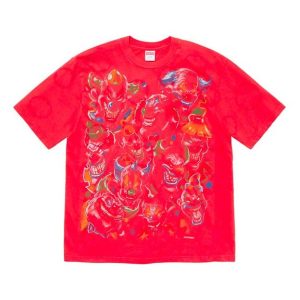 Supreme FW19 Week 17 Clowns Tee Clown Printing Short Sleeve Unisex White Red SUP-FW19-10946