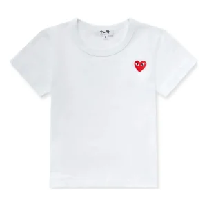 (PS) COMME des GARCONS PLAY Basic T-Shirt Red Emblem 'White' AZ-T501-100-2