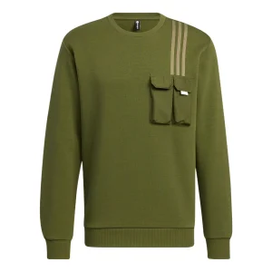 Men's adidas neo Classic Chest Sports Long Sleeves Olive Green HM2018