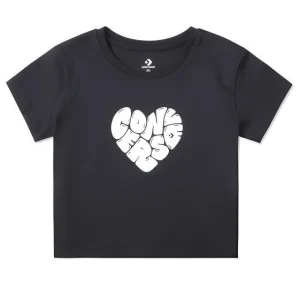 (WMNS) Converse Heart T-Shirt Asia Sizing 'Black' 10026369-A03