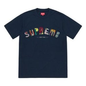 Supreme SS19 City Arc Tee Navy Embroidered logo Short Sleeve Unisex Navy Blue SUP-SS19-479