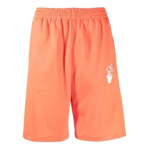 Men's Off-White SS22 Brand Logo Printing Elastic Waistband Straight Shorts Ordinary Version Orange OMCL001S22FAB0012001