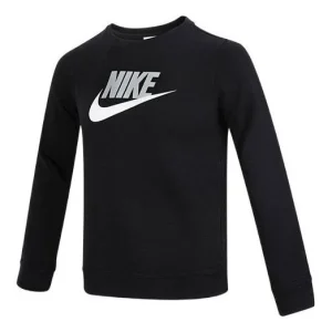 (GS) Nike Logo Printing Athleisure Casual Sports Round Neck Pullover Boy Black CV9297-011