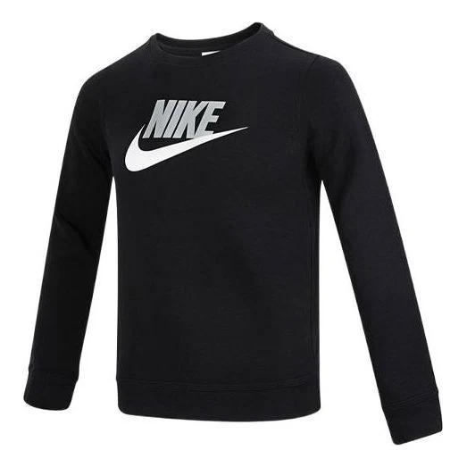 (GS) Nike Logo Printing Athleisure Casual Sports Round Neck Pullover Boy Black CV9297-011