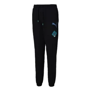 PUMA Graphic Casual Sweatpants 'Black Blue' 596050-01