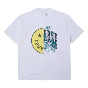 Men's Converse Smiling Face Printing Breathable Short Sleeve White 10018841-A03