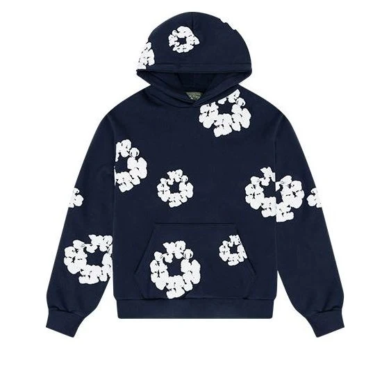Denim Tears Cotton Wreath Logo Hoodie 'Navy White' 301-080-30