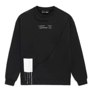 Li-Ning CF Sports Living Series Alphabet Embroidered Loose Round Neck Pullover 'Black' AWDS595-2