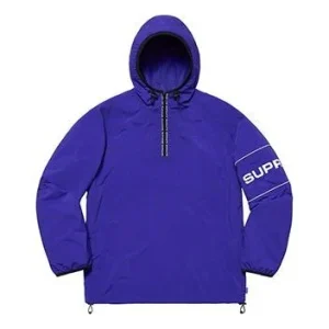 Supreme Ripstop Hooded Pullover Half Zipper waterproof Interchange Jacket Blue SUP-SS19-902