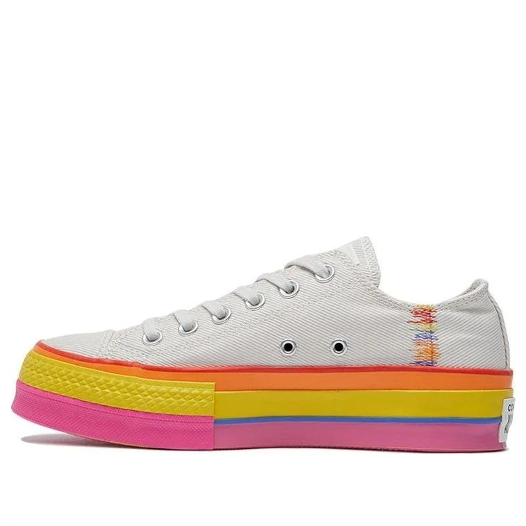 (WMNS) Converse Chuck Taylor All Star Lift Low 'Rainbow - Vintage White' 564992C