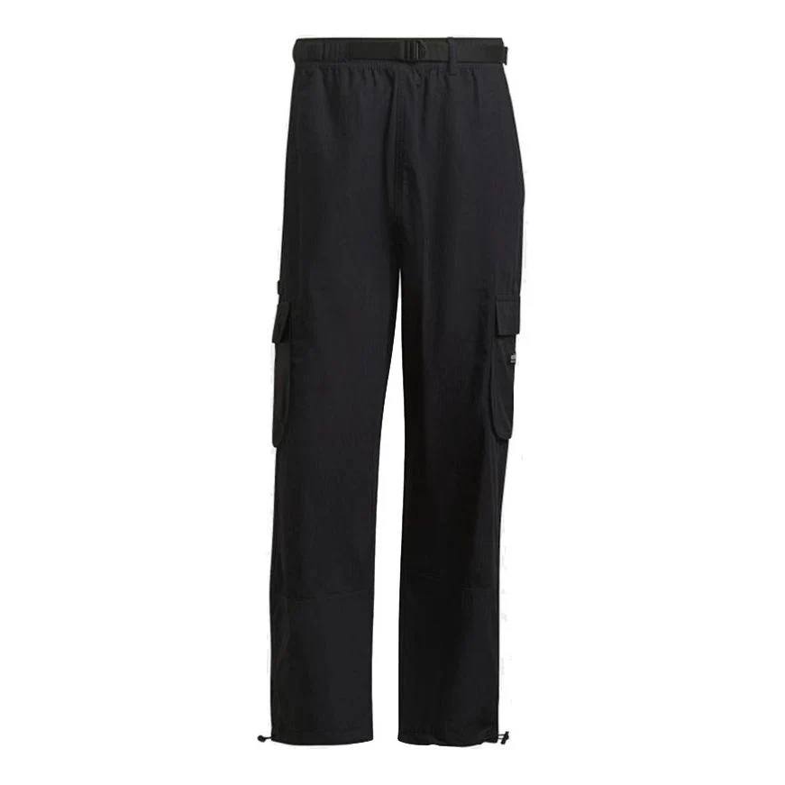 Men's adidas originals Cargo Pant Side Pocket Splicing Drawstring Bundle Feet Sports Pants/Trousers/Joggers Black H09104