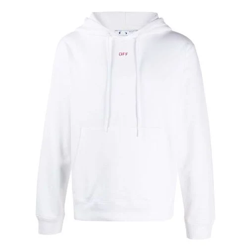 Off-White FW20 Stencil Arrows Hooded Pullover Men White OMBB034E20FLE0040125
