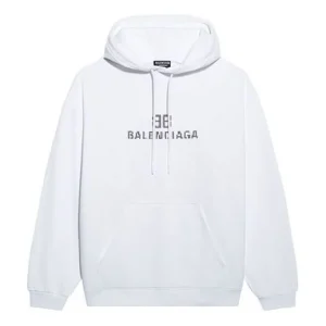Balenciaga BB Pixel Medium Fit Hoodie 'White' 600583TKVI89040