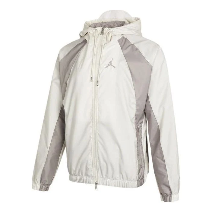 Men's Air Jordan SS22 Woven Sports Hooded Jacket Autumn Gray White DJ9829-104
