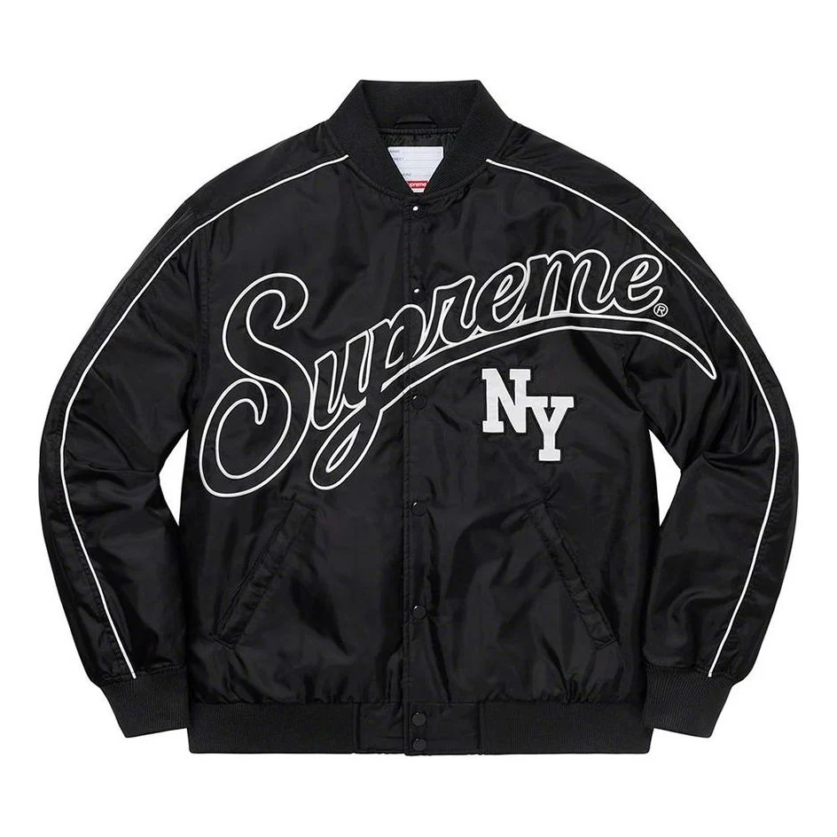 Supreme Contrast Script Varsity Jacket 'Black White' SUP-FW20-028