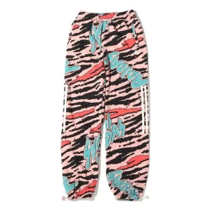 Men's adidas Full Print Straight Sports Pants/Trousers/Joggers Pink HF5109