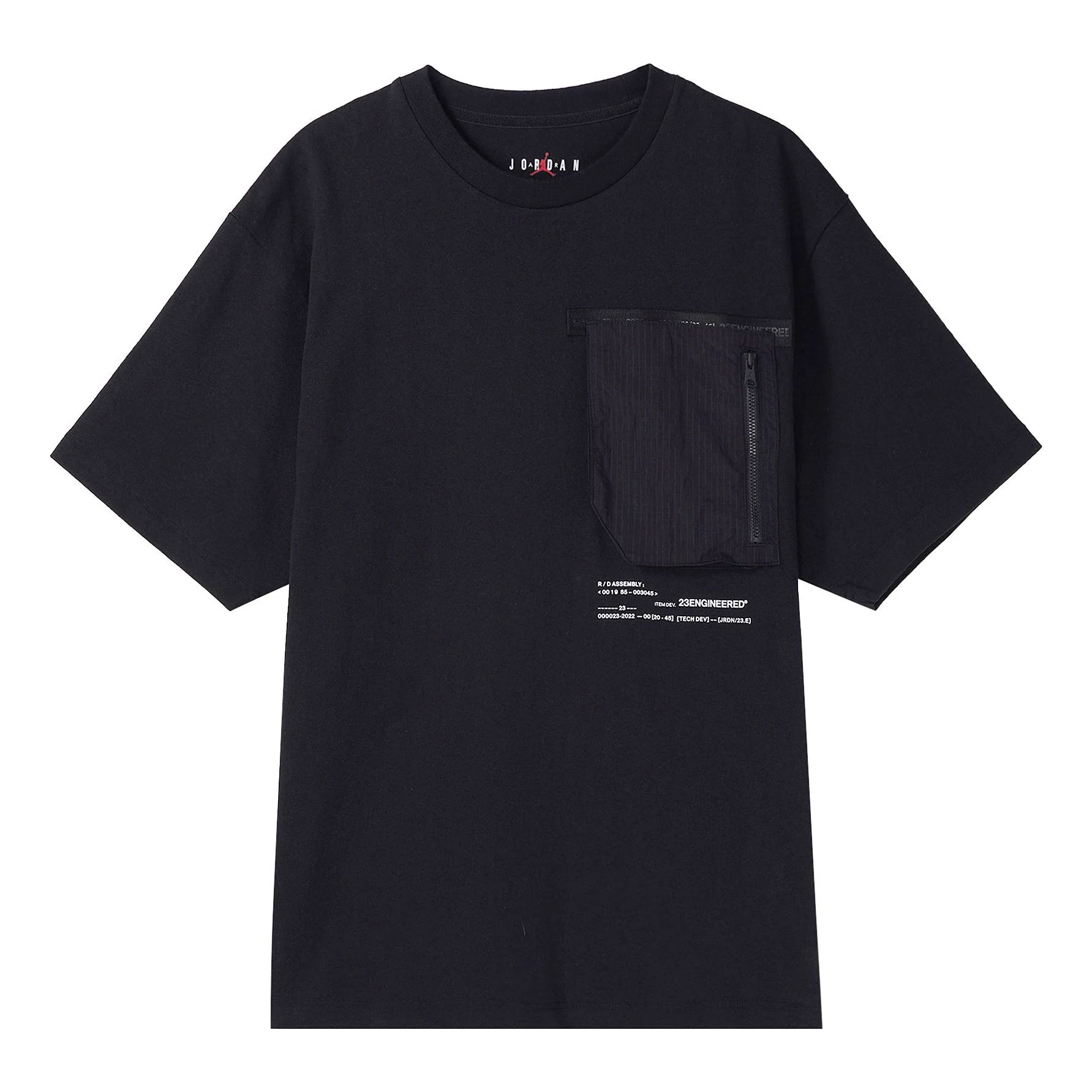Air Jordan 23 Engineered Solid Color Pocket Round Neck Casual Short Sleeve Black DM1389-010