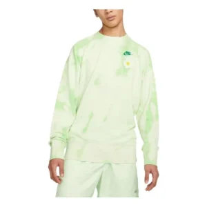 Nike Tie Dye Flowers Pattern Round Neck Pullover Long Sleeves Hoodie Men's Green DM5010-332