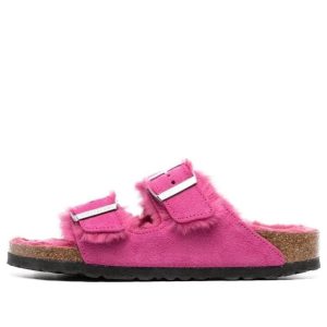 Birkenstock Arizona Shearling Suede Leather Narrow Fit Sandals 'Fuchsia Tulip' 1025554