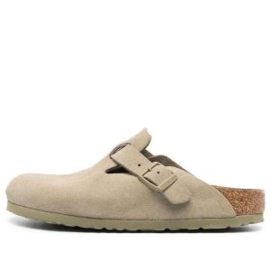 Birkenstock Boston Suede Leather Narrow Fit Sandals 'Faded Khaki' 1025844