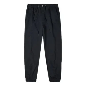 Men's Converse Solid Color High Waist Bundle Feet Sports Pants/Trousers/Joggers Black 10023502-A02