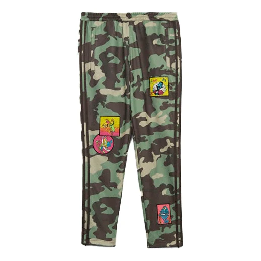 Men's adidas originals x JEREMY SCOTT Crossover Camouflage Sports Pants/Trousers/Joggers Green H53372
