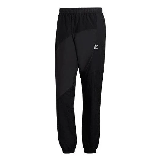 Men's adidas originals Casual Solid Color Splicing Sports Pants/Trousers/Joggers Black HE2953