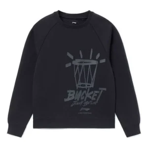 Li-Ning Sports Basketball Series Alphabet Printing Round Neck Pullover 'Black' AWDS101-1