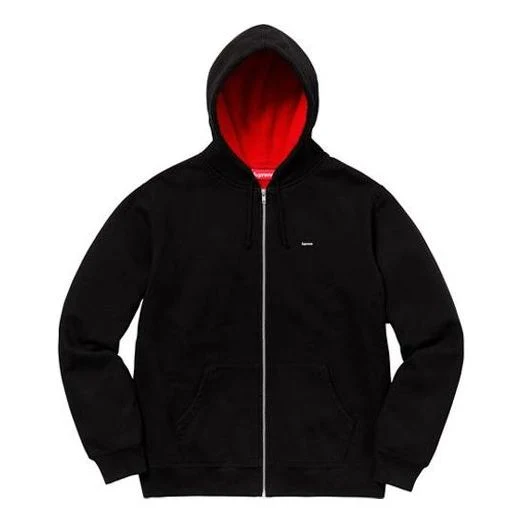 Supreme Contrast Zip Up Hooded Sweatshirt 'Black Red' SUP-FW21-387
