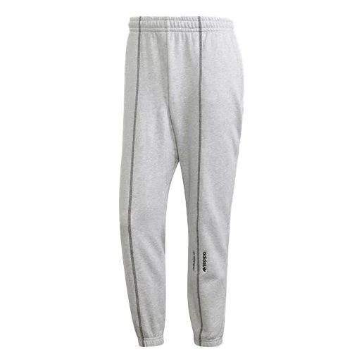 Men's adidas originals Embroidered Logo Solid Color Bundle Feet Sports Pants/Trousers/Joggers Gray GD9304